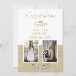 Tarjeta Graduación Rustic Gold 2022 Graduado 2 Foto