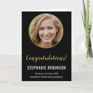 Tarjeta Graduación simple de fotos en blanco negro