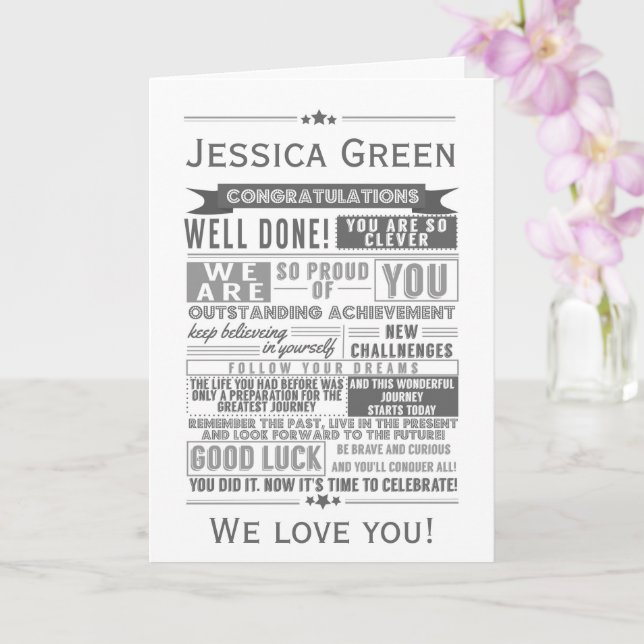 Tarjeta graduación universitaria de tipografía (Orquídea)