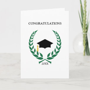 Tarjeta Graduación verde del laurel de la enhorabuena