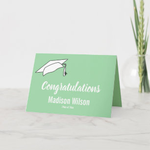 Tarjeta Graduación Verde Menta Nombre del Graduado Felicit