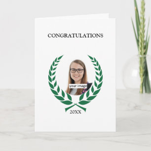 Tarjeta Graduación verde personalizada del laurel