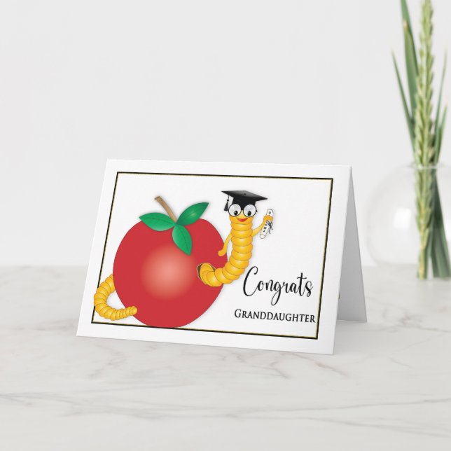 Tarjeta Graduada de Felicidades Nieta Abuela Bookworm Dipl (Anverso)