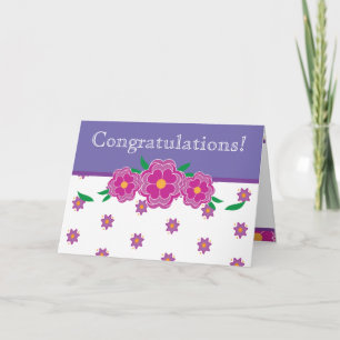 Tarjeta graduada de la enhorabuena rosada y