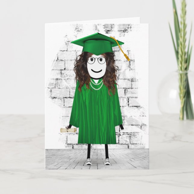 Tarjeta Graduada de palo con diploma (Anverso)