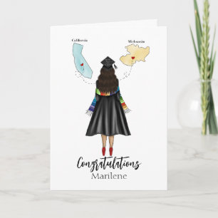 Tarjeta Graduada Latina con Felicitaciones de Dos Estados