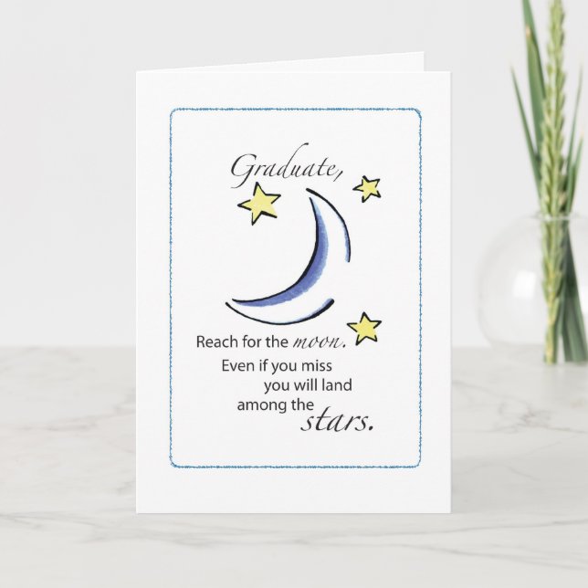 Tarjeta Graduado Alcance para la Luna, Felicitaciones Grad (Anverso)