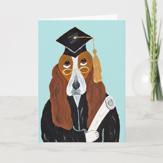 Tarjeta Graduado Basset Hound (Anverso)