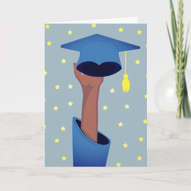 Tarjeta Graduado Con Un Gorra De Graduación De Azul Estrel (Anverso)