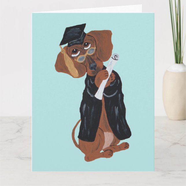 Tarjeta Graduado Dachshund (Anverso)