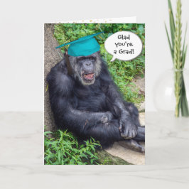 Tarjeta Graduado de Chimpancé con tapón Verde azulado