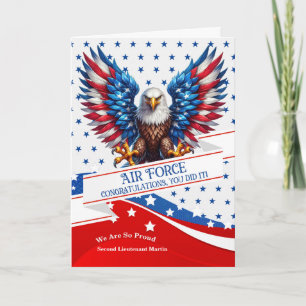 Tarjeta Graduado de Eagle americano y estrellas con nombre