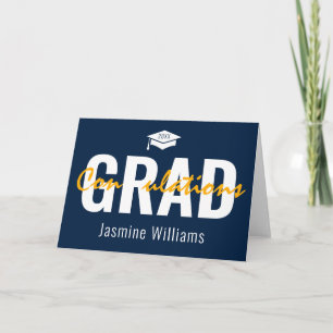 Tarjeta Graduado de Felicitaciones Blancas Amarillas Azule