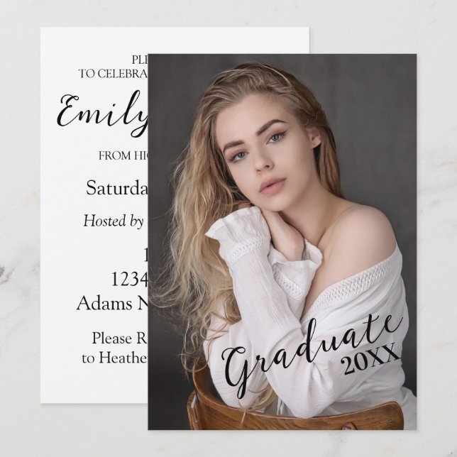 Tarjeta Graduado de fotografía simple y moderna (Anverso / Reverso)