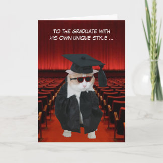 Tarjeta Graduado de gato gracioso de personalizable