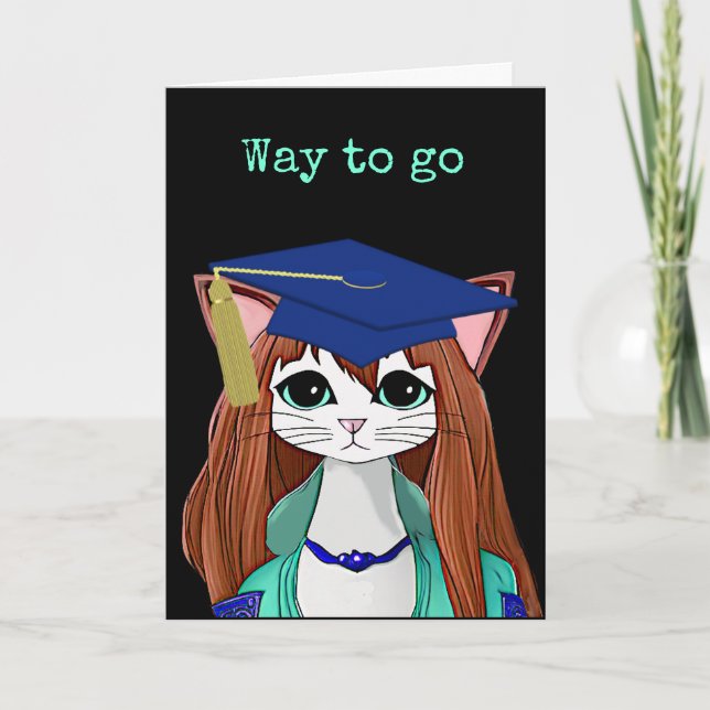 Tarjeta Graduado de gato personalizado (Anverso)