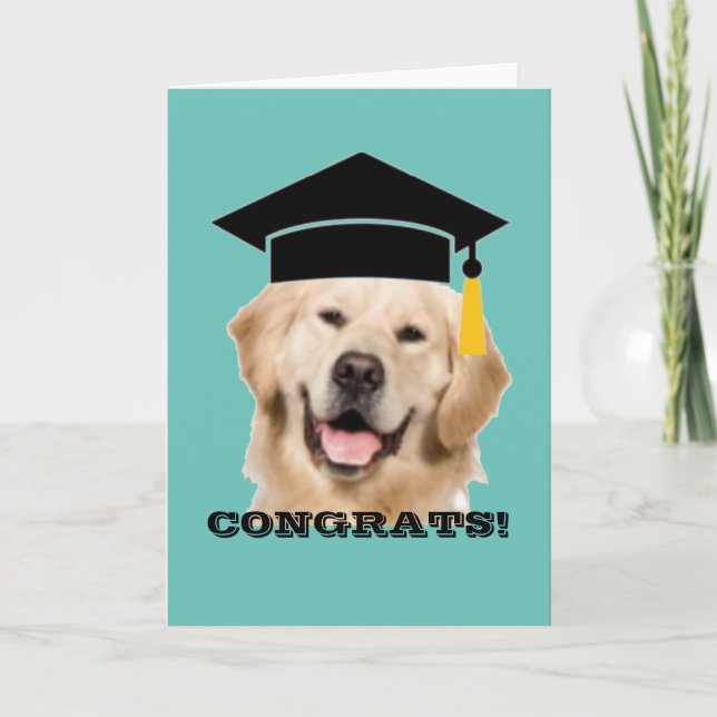 Tarjeta Graduado de Golden Retriever Cap y Tassel (Anverso)