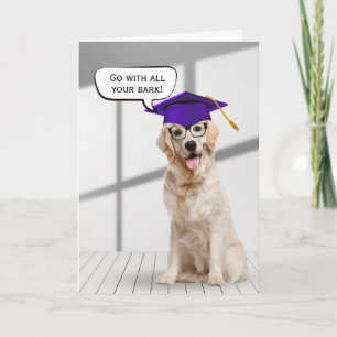 Tarjeta Graduado de Golden Retriever con tapa morada