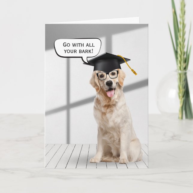 Tarjeta Graduado de Golden Retriever con tapa negra (Anverso)
