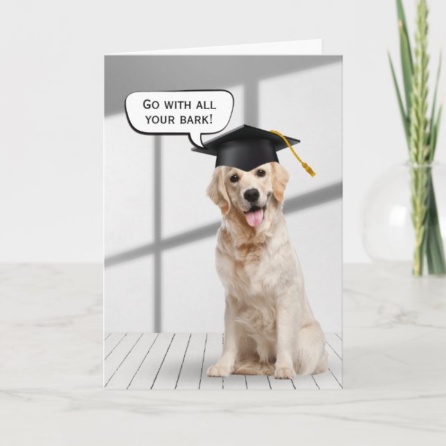 Tarjeta Graduado de Golden Retriever con tapa negra (Anverso)