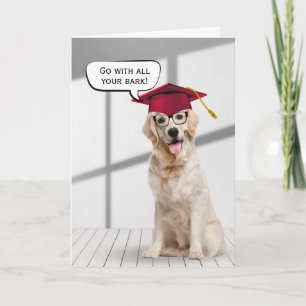 Tarjeta Graduado De Golden Retriever Con Tapa Roja
