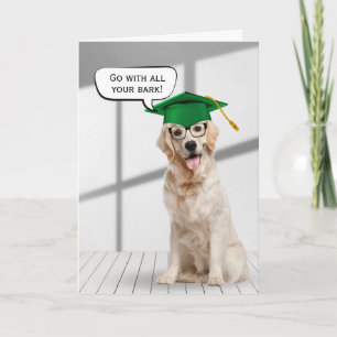 Tarjeta Graduado de Golden Retriever con tapa verde