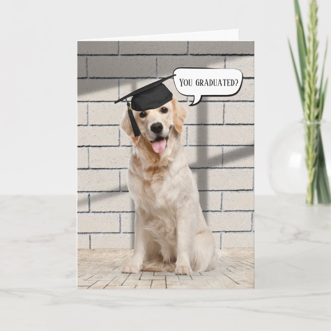 Tarjeta Graduado De Golden Retriever En Ladrillo (Anverso)