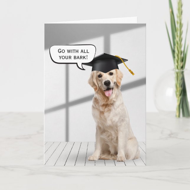 Tarjeta Graduado De Golden Retriever En Madera (Anverso)