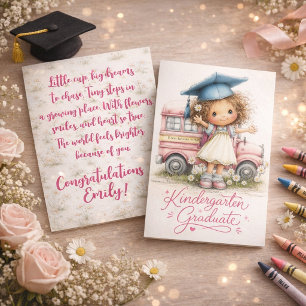 Tarjeta Graduado de jardín de infantes caprichoso con poem
