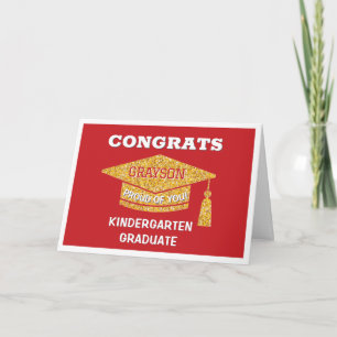 Tarjeta Graduado de jardín de infantes Felicidades rojo