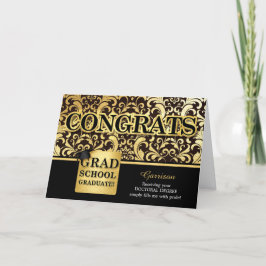 Tarjeta Graduado de la escuela Relieve metalizado dorado F