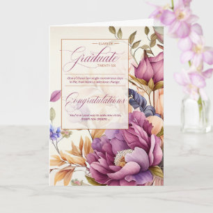 Tarjeta Graduado de la promoción de 2026 Elegancia de flor