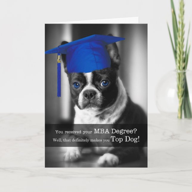 Tarjeta Graduado de MBA Cute Perro Terrier de Boston (Anverso)