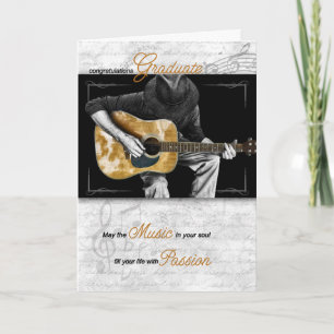 Tarjeta Graduado de Música Felicita a Guitarista