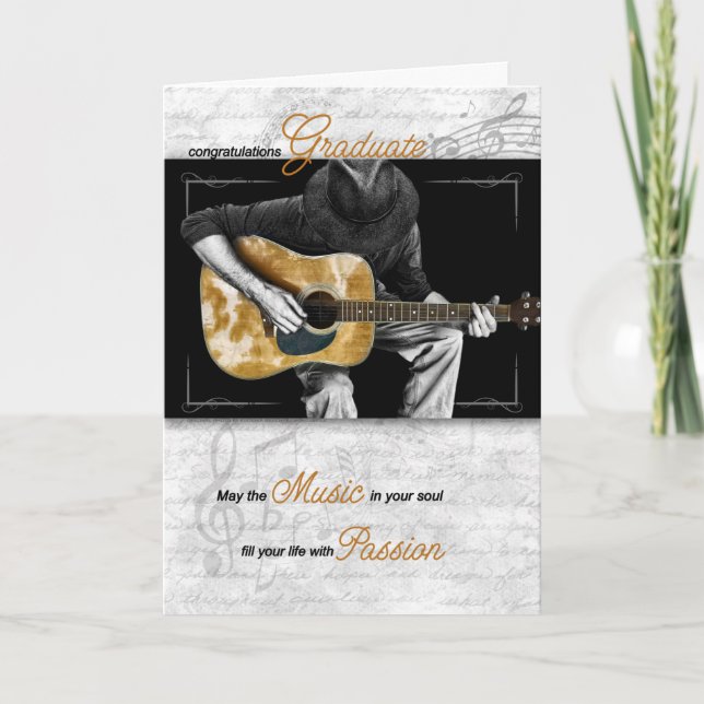Tarjeta Graduado de Música Felicita a Guitarista (Anverso)