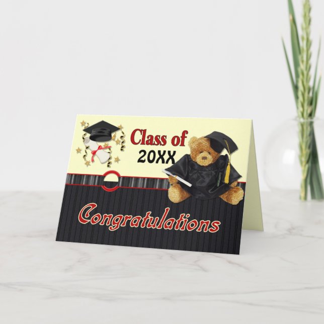 Tarjeta Graduado de Oso de Teddy 20XX - Personalizar inter (Anverso)