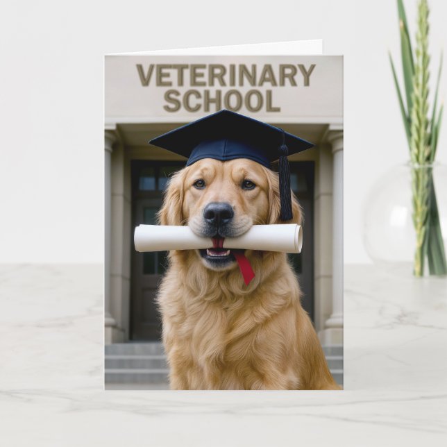 Tarjeta Graduado De Perro De La Escuela Veterinaria (Anverso)