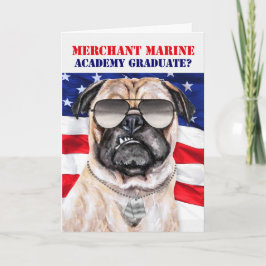 Tarjeta Graduado de Perro Pug Funny de la Academia Marina 