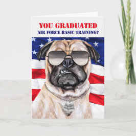 Tarjeta Graduado de Perro Pug Funny Entrenamiento Básico d
