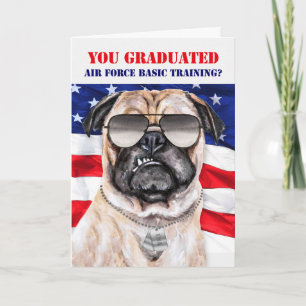 Tarjeta Graduado de Perro Pug Funny Entrenamiento Básico d