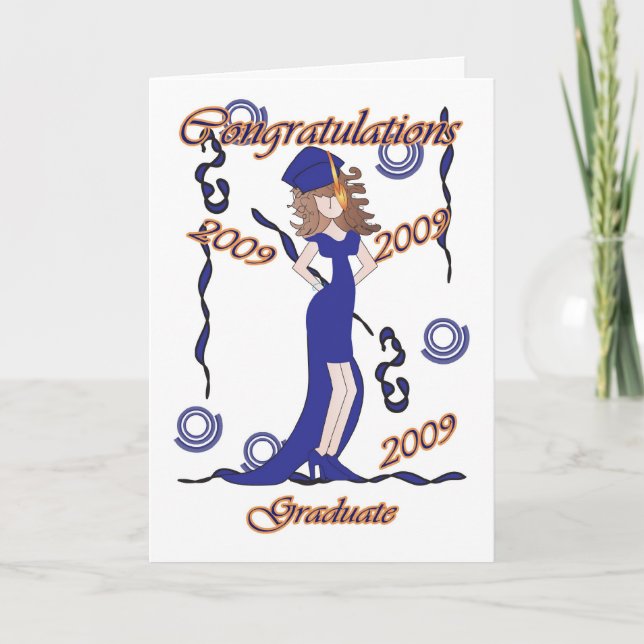 Tarjeta Graduado, felicitaciones por graduación con chica (Anverso)