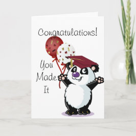 Tarjeta Graduado feliz de oso panda