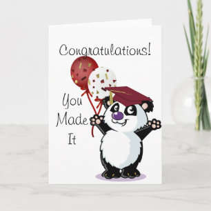 Tarjeta Graduado feliz de oso panda
