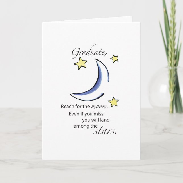 Tarjeta Graduado llegando a la luna, felicitaciones (Anverso)
