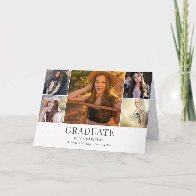 Tarjeta Graduado Moderno 7 Foto (Anverso)