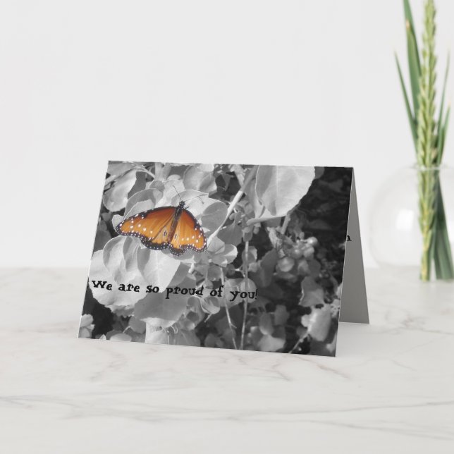 Tarjeta Graduado Orgulloso de Ti Graduación de Mariposa Mo (Anverso)