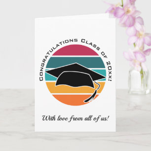 Tarjeta Graduado Retro Graduado Cap Mortarboard
