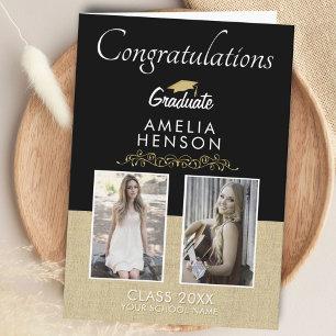 Tarjeta Graduado Rústico Oro Negro 2022