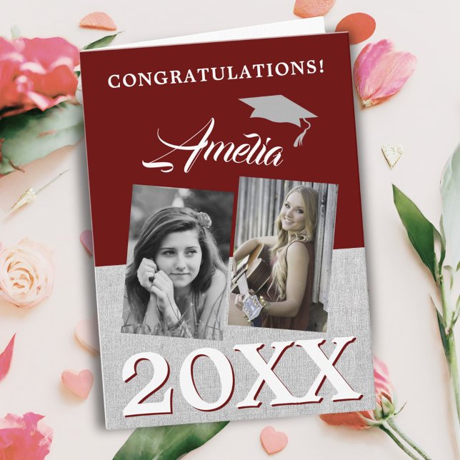 Tarjeta Graduado Rústico Rojo 2 Graduación de Foto (Subido por el creador)