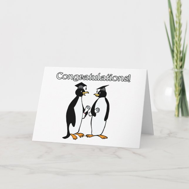 Tarjeta Graduados de pingüino (Anverso)
